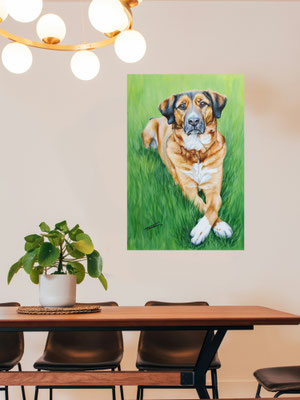 Hundegemälde groß Raumwirkung