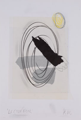 Reimo Wukounig, Collage auf Papier, aus der Serie Le Code Noir, Das Nachtgold, 5, 2021, ©St. Reichmann 2021