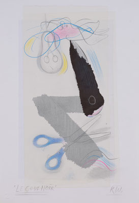 Reimo Wukounig, Collage auf Papier, aus der Serie Le Code Noir, Erleuchtung, 2021, 41x30cm, ©St. Reichmann 2021