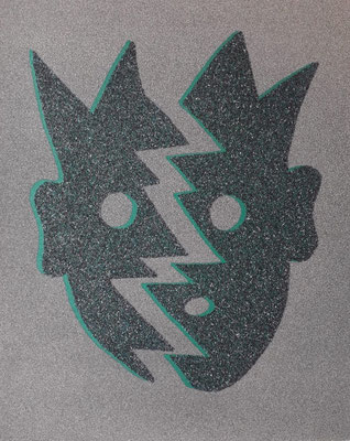 Kiki Kogelnik, Split Emerald, Muranoglassplitter auf Siebdruck, signiert, datiert, betitelt und nummeriert, 1996, 70 x 50 cm ©Kiki Kogelnik Foundation