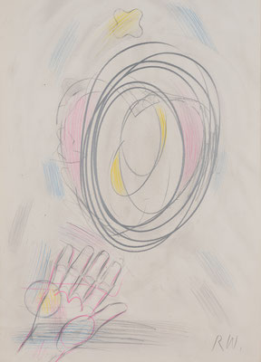 Reimo Wukounig, Hand-Kopf-Herz, 2014, Farbstift Bleistift auf Papier, ©St. Reichmann 2021