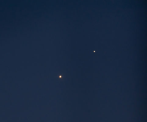 Jupiter & Venus, fotografiert am 01.07.2015 um 21:47 Uhr Wien 1100