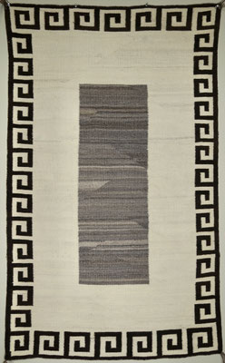 Navajo Double Saddle Blanket, Natural Handspun Yarns c.1910 55x33" 