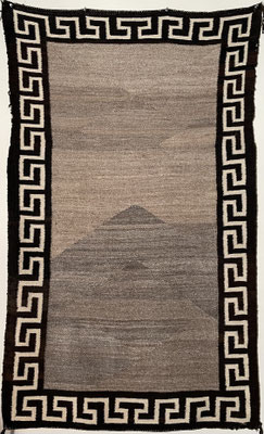 Navajo Double Saddle Blanket, Natural Handspun Yarns c.1900, 54x33"
