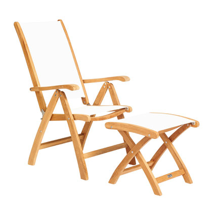 Stühle, Bänke und Sonnenliegen der Serie Kate von Traditional Teak. Hochwertige Gartenmöbel von Teak & More in Gobelsburg, nähe Wien.