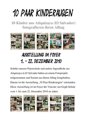Ankündigung der Ausstellung "10 Paar Kinderaugen" 2010