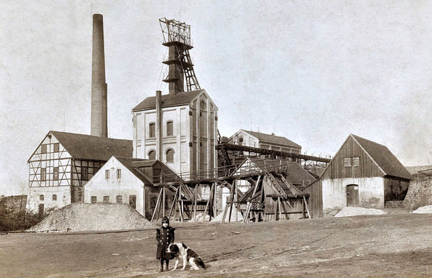 Blick auf den Frankenschacht der Grube "Himmelsfürst" (Aufnahme um 1898)