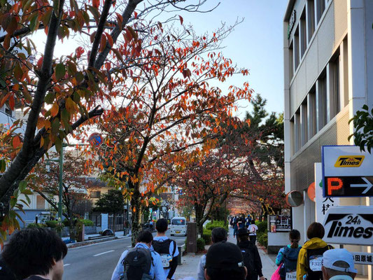 小田原駅を降りると、東京エクストリームウォーク100に参加する人たちがスタート地点となる小田原城に向かって歩いています。