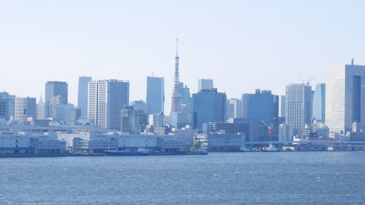 芝浦ふ頭の先に顔をだすのは東京タワーです。