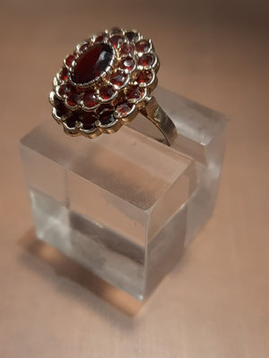 Granatring Silber vergoldet Blüte Nr 5
