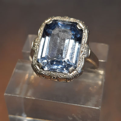 Blautopas Ring 835er Silber rechteckig Nr10