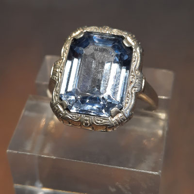 Blautopas Ring 835er Silber rechteckig Nr10