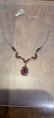 Granatcollier Nr5 Silber vergoldet
