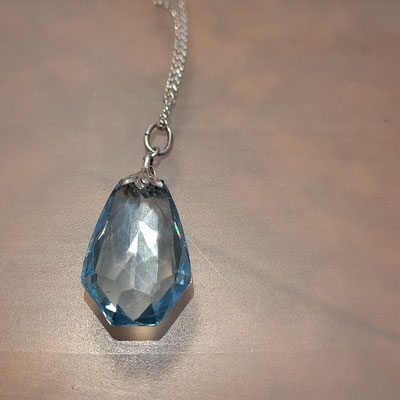 Blautopas Anhänger Tropfenform 800er Silber Nr2