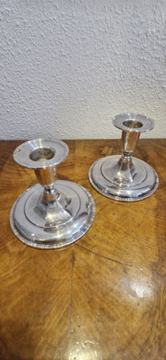 Paar niedrige / flache Kerzenständer Schweden Ceson 830er Silber 