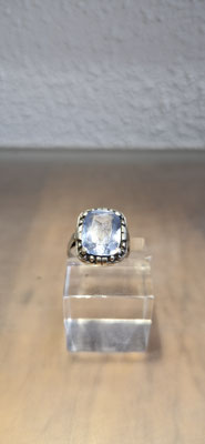 rechteckiger Blautopas Ring 830er Silber Nr 15