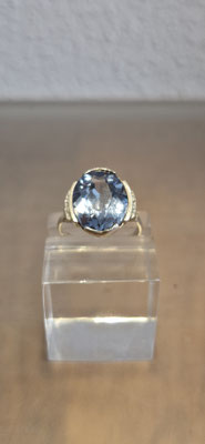 ovaler Blautopas Ring 830er Silber Nr14