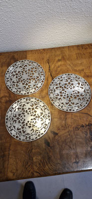 overlay Untersetzer 6"inch 15cm 925er Sterling Silber auf Glas