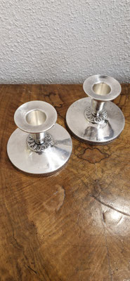 Paar flache Kerzenleuchter Schweden 830er Silber Ceson
