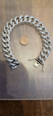 sehr breites Rundpanzerarmband Silber 15mm Schweden / Norwegen 835er Silber