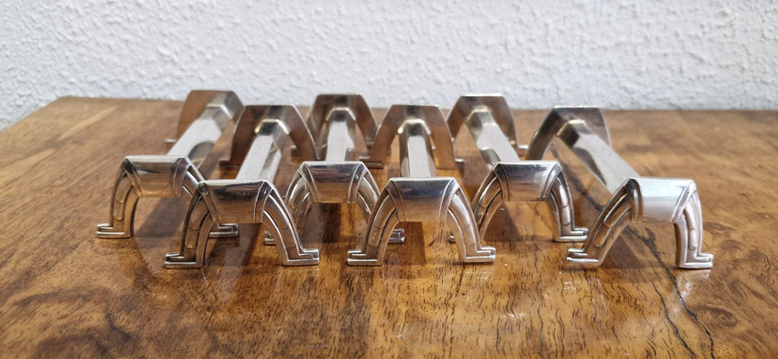 12 Stk. Messerbänkchen Art Deco Frankreich versilbert