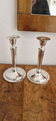 Paar hohe, schlichte Kerzenständer 830er Silber Schweden C.G.Hallberg