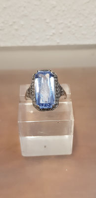 rechteckiger Blautopas Ring Silber Nr9