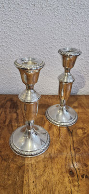 mittelhohe Kerzenleuchter Kerzenständer 925er Sterling Silber Kordelrand Crown USA