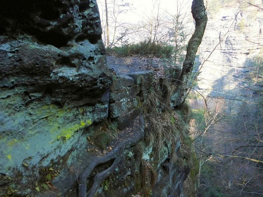 Ehemalige Brücke Nr. 2  mit kurzer Kletterstelle (Skizze)