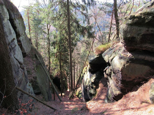 Steiler Aufstieg aufs Lange Horn in der Südwestseite