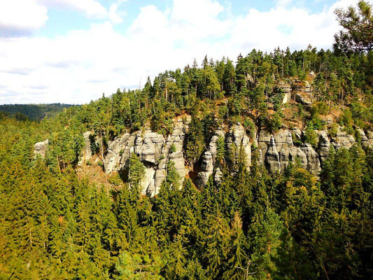 Aussicht von der Rosengartenbastei in Richtung Norden auf die Burg/Hrad