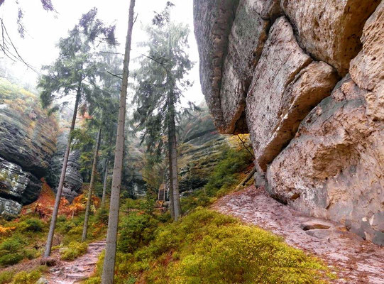 Aufstieg 100 Meter links der engen Stiege