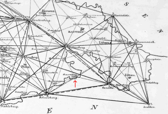 Der Raumberg auf der Karte der "Königlich-Sächsischen Triangulirung" von 1865  (Quelle: Wikipedia)