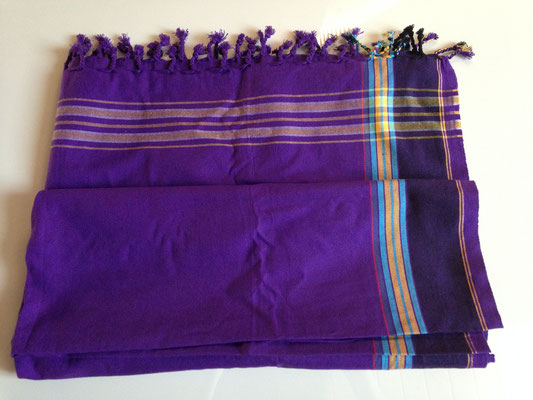 2. typical Ugandan scarf, 165 cm x 105 cm, purple with darker purple borders, cotton, 30,-CHF