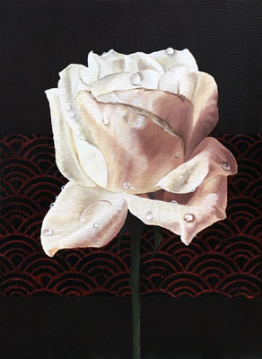 浅黄の薔薇　油彩、カンヴァス　33.3×24.2cm　個人蔵