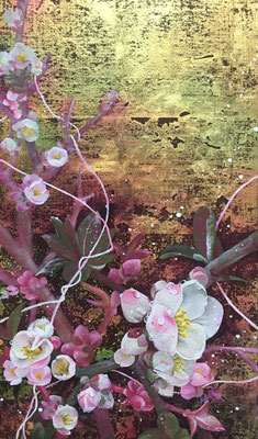 春の香り　油彩、金箔、カンヴァス　41×24.2cm　個人蔵
