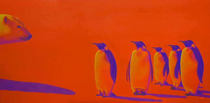 Pinguine und Eisbär
