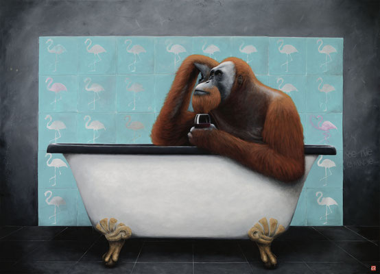 Affe in Badewanne