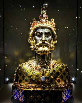 Golden Bust of Charlemagne in the Treasure Museum of Aachen Cathedral