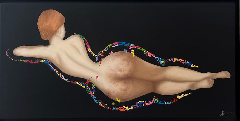 Beyond Beauty Ideals, 2024-2025, Öl und Acryl auf Leinwand, 100 x 50 cm 