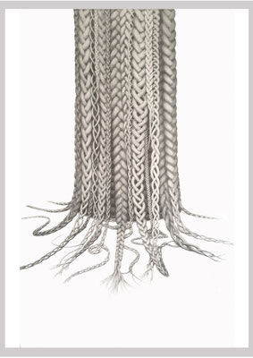 Ohne Titel, 2024. Bleistift auf Papier, 210 x 133 cm.