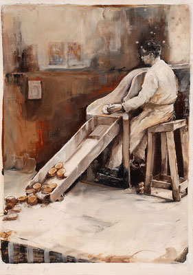 Perlentaucher, 2014, Öl auf Holz, 38 x 27 cm