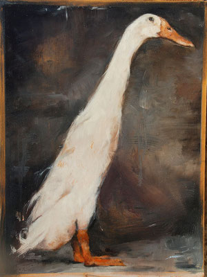 Ente, 2024, Öl auf Holz, 45,3x34cm