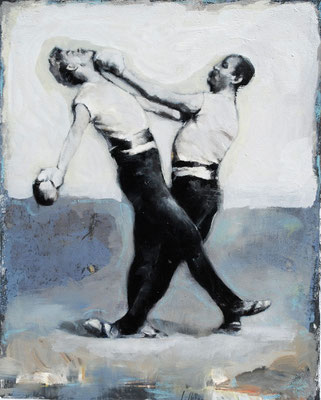 Fight of the century II, 2023,Öl a.Papier,A3 30x24cm