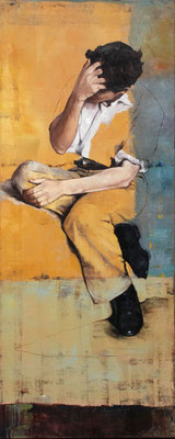 An ending, a beginning, 2024, Öl auf Leinwand, 110 x 45 cm