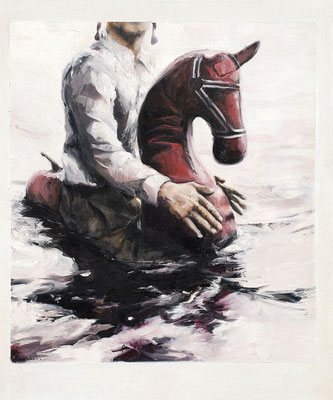 Seepferdchen freihändig I, 2015, Öl auf Leinwand, 60 x 50 cm