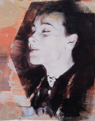Isabel II, 2022, Öl auf Holz, 25 x 20 cm