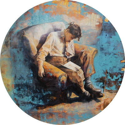 Peace piece, 2024, Öl auf OSB,  Ø 177 cm