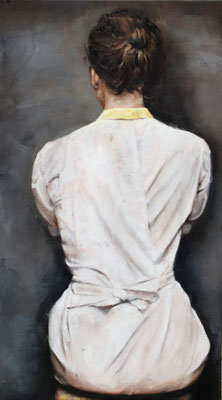 Der Schwan, 2024, Öl auf Leinwand, 80 x 45 cm