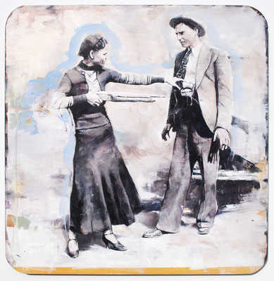 Bonnie & Clyde, 2022, Öl auf MDF, 55 x 54,5 cm